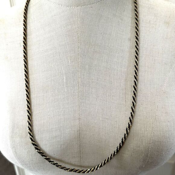 Trifari vintage goldtone  and black rope twisted necklace - Picture 2 of 7